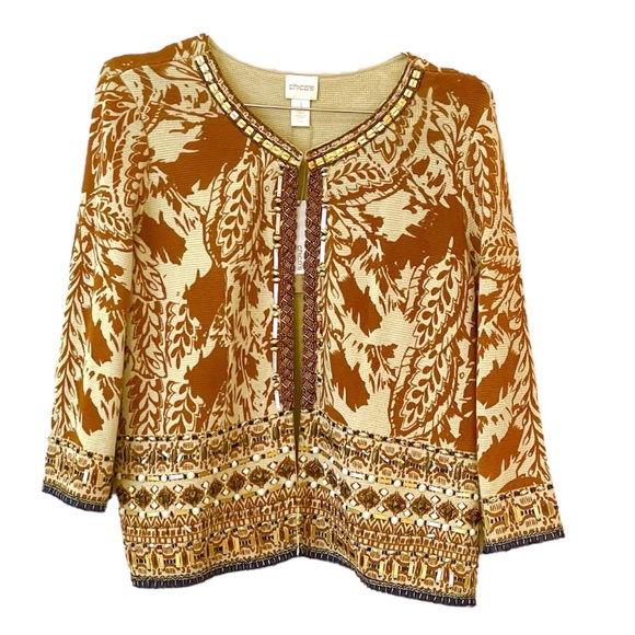Gorgeous beaded sweater jacket “golden ochre” - Picture 2 of 8